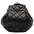 Borsa a secchiello in pelle di agnello trapuntata Chanel CC con catena, nera Nero