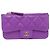 Tarjetero de piel de ternera granulada morado Chanel Púrpura