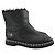 Botas de tobillo de cuero forradas de shearling con trim de cadena de Chanel Negro