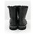 Botas de tobillo de cuero forradas de shearling con trim de cadena de Chanel Negro - vista 3