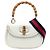 Borsa a mano in pelle di vitello bianca con stampa a cornice Bamboo di Gucci Bianco