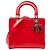 Dior Rojo Medio Lady Dior en Cuero Patente Roja