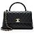 Gabrielle Bolsa pequena de flap com alça superior em couro caviar Coco da Chanel Preto