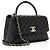 Gabrielle Bolsa pequena de flap com alça superior em couro caviar Coco da Chanel Preto - vista 2