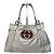 Vintage Gucci GG Leder / Polyester Tote Bag Weiß