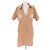 Vestido corto Magali Pascal de lino marrón con bordado blanco Castaño