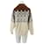 Autre Marque Braun-beige gemusterter Pullover  - Ansicht 2