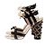 Elie Saab Sandali con tacco neri e dorati Nero - vista 2
