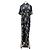 DMN Vestido camisa negro estampado en seda