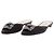 Manolo Blahnik Satin Mules Schwarz mit silberner Strassschnalle