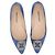 Manolo Blahnik Bailarinas de ante azul "Hangisi" - vista 6