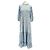 Autre Marque RIXO Maxikleid aus blauer Seide mit Blumen