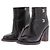 Botines de tacón de cuero negro Chanel con cierre CC