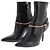 Louis Vuitton Botines de cuero negro con cadena dorada Talla 38