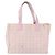 Bolsa Tote de Nylon Média da Linha de Viagem Chanel Rosa