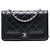 Wallet On Chain Chanel Schwarze CC gesteppte Lammleder Geldbörse mit Kette