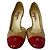 Chanel Lackleder und Kork Absatzschuhe Braun Rot