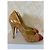 Chanel Lackleder und Kork Absatzschuhe Braun Rot - vue 3