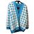 Fendi Karierte Pelzjacke in Hellblau und Weiß
