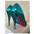 Décolleté Peep-Toe Christian Louboutin Turchese - vista 4