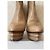 Autre Marque Bottines en cuir beige avec talon sculptural - vue 2