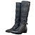 Prada 2000s Knee-High Ruffle Heel Boots Black
