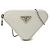 Prada White Mini Brushed Leather Triangle Chain Pouch Eggshell