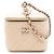 Chanel Mini Vanity Case in Caviar Iridescente Marrone con Catena e Perla in Alto Beige