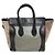 Borsa tote Céline Tricolor Luggage in pelle e camoscio nero beige khaki Cachi - vista 2