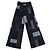 Calça larga Chanel em lã com padrão de patchwork preto e cinza - vista 2