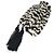 Sciarpa con frange e nappine LOUIS VUITTON con strass, stole in seta, donna, marrone