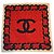 CHANEL scarf/stole with COCO mark and chain pattern, silk, white, red, navy Blue - view 2