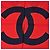 CHANEL scarf/stole with COCO mark and chain pattern, silk, white, red, navy Blue - view 8