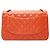 Gabrielle Borsa Chanel Classic Jumbo in Pelle di Agnello con Doppio Patta Arancione - vista 3