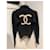 Chanel Pullover aus schwarzem Kaschmir und weißem CC - Ansicht 7
