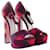 Prada Wildleder Patchwork Absatzsandalen Rot  - Ansicht 2