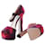 Prada Wildleder Patchwork Absatzsandalen Rot  - Ansicht 7