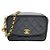 Bolsa de ombro em couro de bezerro granulado preto Chanel 02007