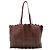 Borsa tote in pelle marrone con catena Paco Rabanne