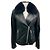Autre Marque Jaqueta de couro de bezerro forrada com shearling e com acabamento em pele de raposa preta de Samantha Sipos Preto