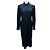 Abito midi con bottoni frontali decorato con perline Monili Peserico in blu navy