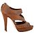 Miu Miu Décolleté a piattaforma peep-toe con borchie in pelle marrone Rosso