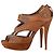 Miu Miu Décolleté a piattaforma peep-toe con borchie in pelle marrone Rosso - vista 4