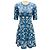 Blau / Weißes Blumen Stretch-Strick Kleid von Lela Rose