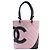 BOLSO DE MANO CHANEL CAMBON EN CUERO QUILTED ROSA Y NEGRO