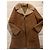 Autre Marque Cappotto lungo in lana e shearling marrone - vista 2