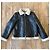 All Saints Black leather aviator jacket with shearling lining - view 2