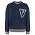 Valentino Marineblauer Hoodie mit 'V'-Applikation Dunkelblau