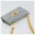 Pochette a spalla con catena Gancini in suede grigio e oro Auth 163100V di Salvatore Ferragamo - vista 6