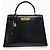 Hermès Kelly 28 in pelle box nera Nocciola